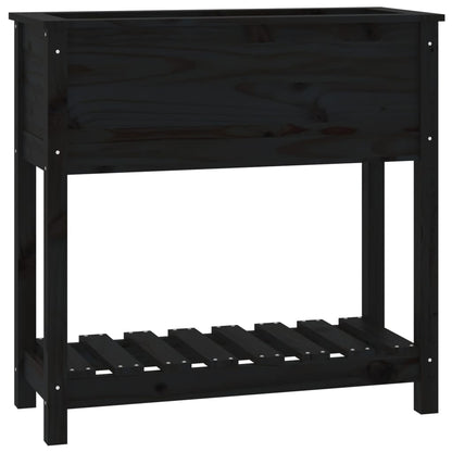 vidaXL Jardinière avec étagère Noir 82,5x34,5x81 cm Bois de pin massif