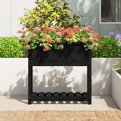 vidaXL Jardinière avec étagère Noir 82,5x34,5x81 cm Bois de pin massif