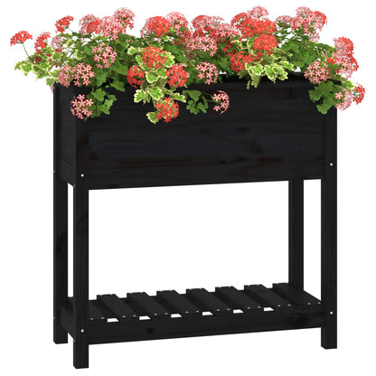 vidaXL Jardinière avec étagère Noir 82,5x34,5x81 cm Bois de pin massif