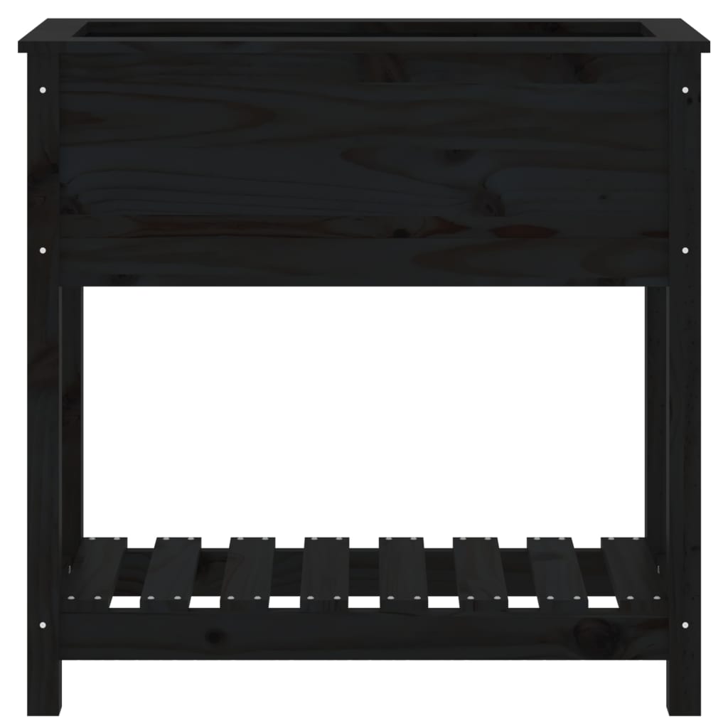 vidaXL Jardinière avec étagère Noir 82,5x34,5x81 cm Bois de pin massif