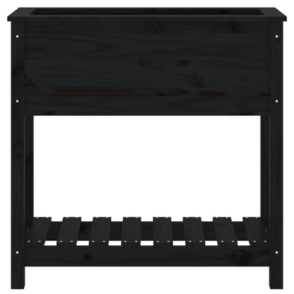 vidaXL Jardinière avec étagère Noir 82,5x34,5x81 cm Bois de pin massif