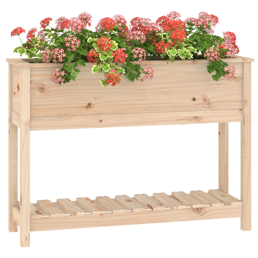 vidaXL Jardinière avec étagère 111,5x34,5x81 cm Bois de pin massif