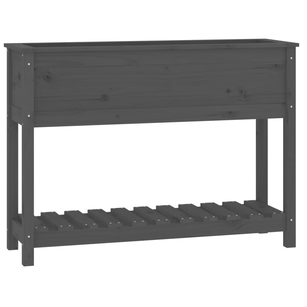 vidaXL Jardinière avec étagère Gris 111,5x34,5x81 cm Bois de pin massif