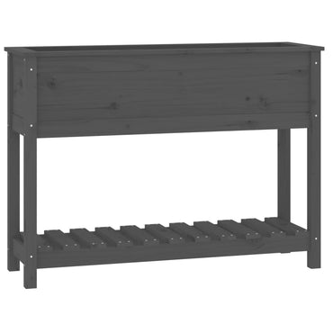vidaXL Jardinière avec étagère Gris 111,5x34,5x81 cm Bois de pin massif