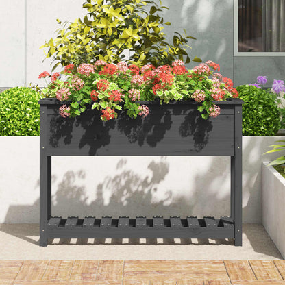 vidaXL Jardinière avec étagère Gris 111,5x34,5x81 cm Bois de pin massif
