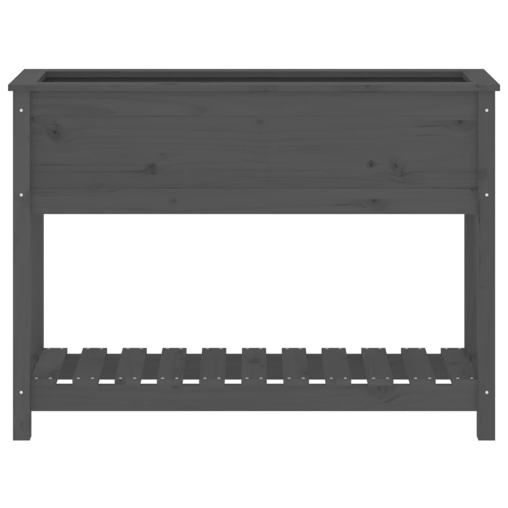 vidaXL Jardinière avec étagère Gris 111,5x34,5x81 cm Bois de pin massif