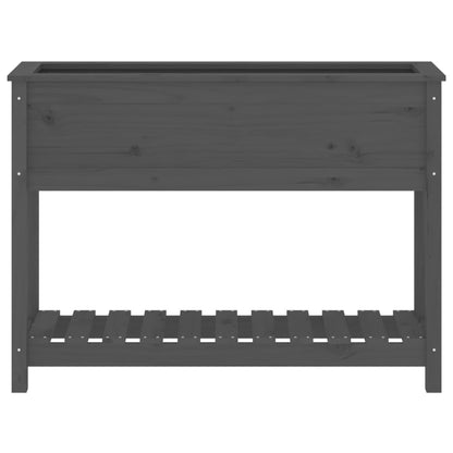 vidaXL Jardinière avec étagère Gris 111,5x34,5x81 cm Bois de pin massif