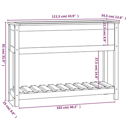 vidaXL Jardinière avec étagère Gris 111,5x34,5x81 cm Bois de pin massif