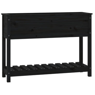 vidaXL Jardinière avec étagère Noir 111,5x34,5x81 cm Bois de pin