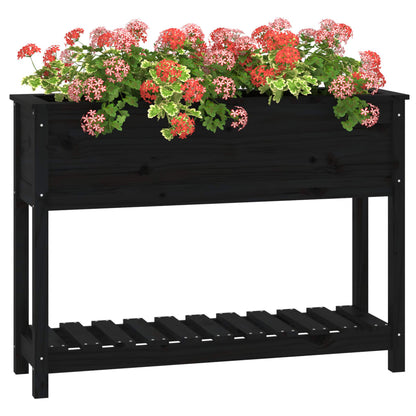 vidaXL Jardinière avec étagère Noir 111,5x34,5x81 cm Bois de pin