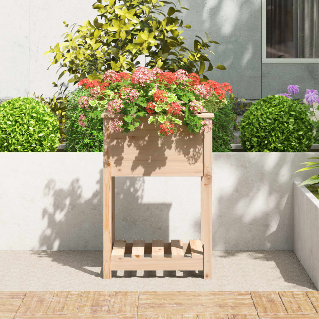 vidaXL Jardinière avec étagère 54x54x81 cm Pin massif