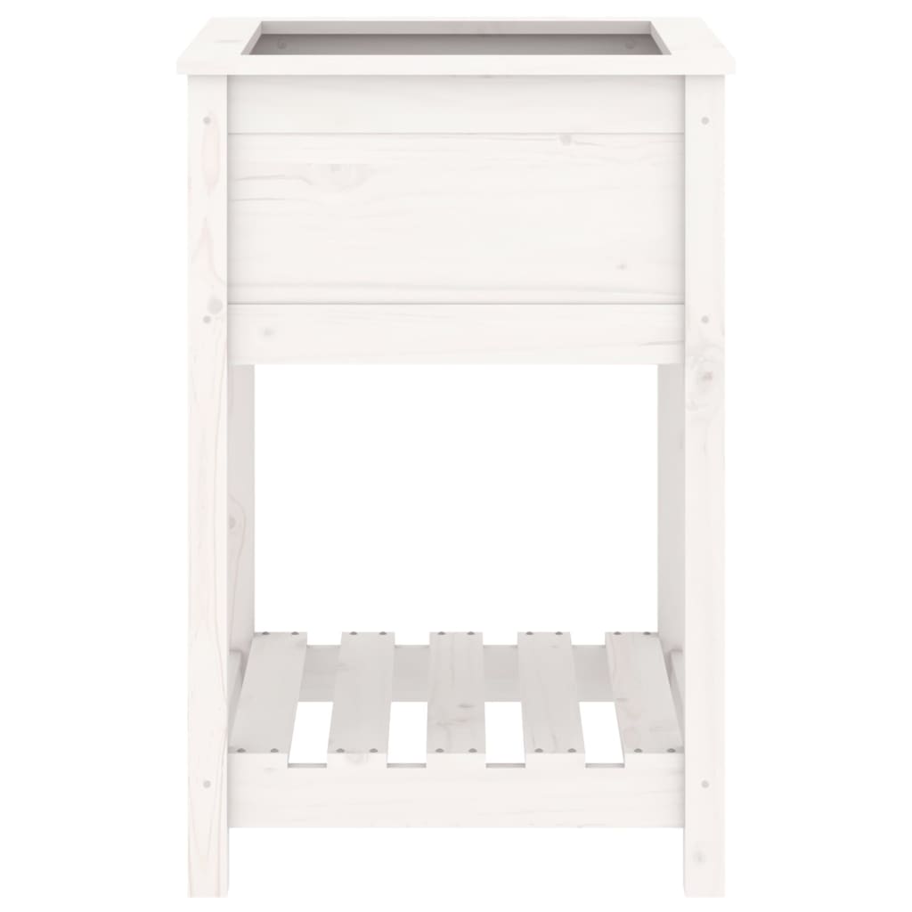 vidaXL Jardinière avec étagère Blanc 54x54x81 cm Pin massif