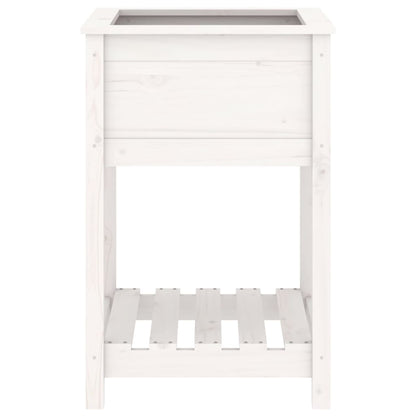 vidaXL Jardinière avec étagère Blanc 54x54x81 cm Pin massif