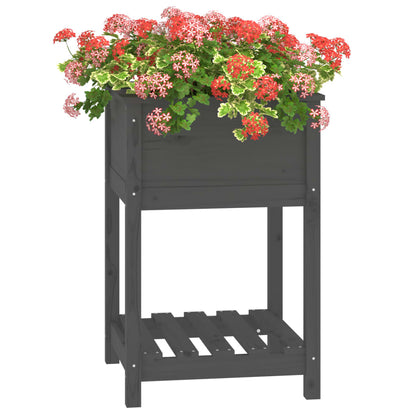 vidaXL Jardinière avec étagère Gris 54x54x81 cm Pin massif