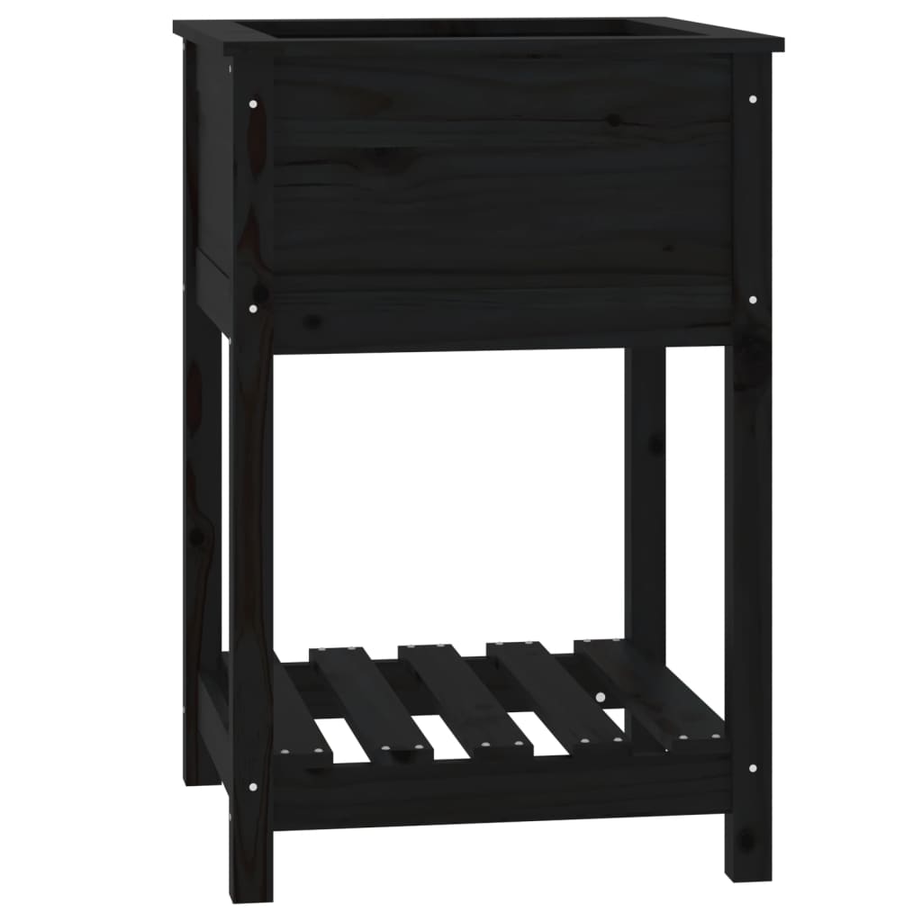 vidaXL Jardinière avec étagère Noir 54x54x81 cm Pin massif