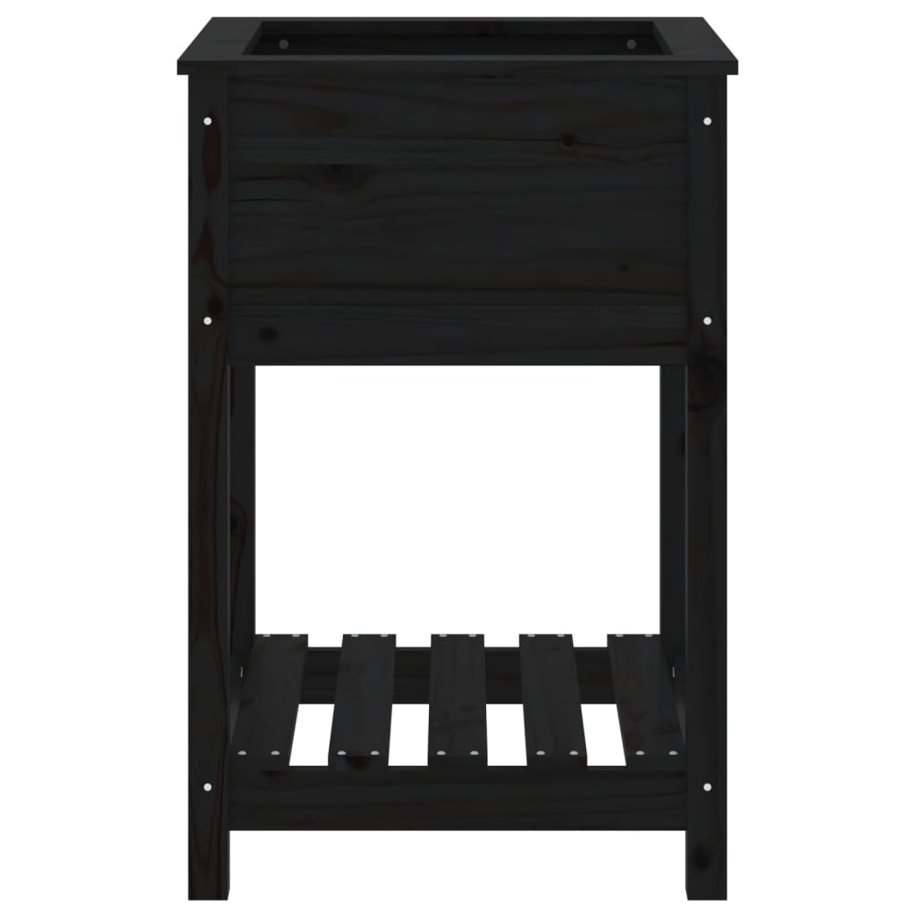 vidaXL Jardinière avec étagère Noir 54x54x81 cm Pin massif