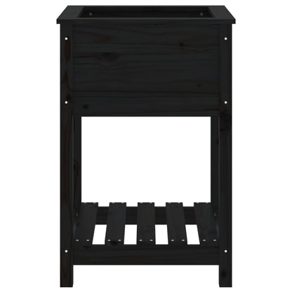 vidaXL Jardinière avec étagère Noir 54x54x81 cm Pin massif