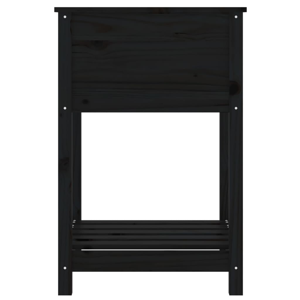 vidaXL Jardinière avec étagère Noir 54x54x81 cm Pin massif