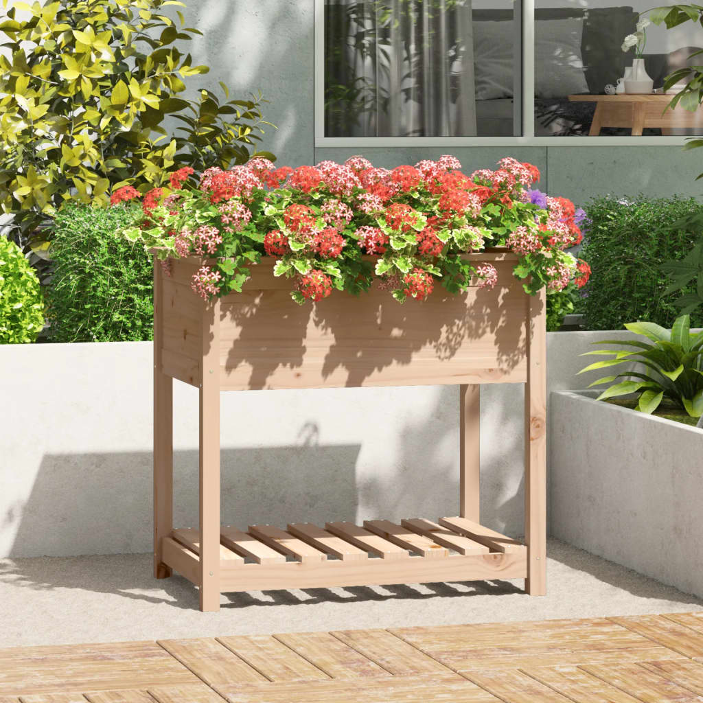 vidaXL Jardinière avec étagère 82,5x54x81 cm Bois de pin massif