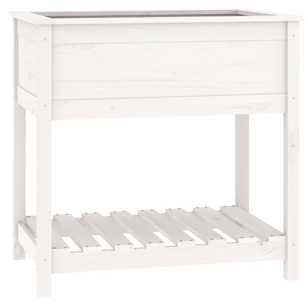 vidaXL Jardinière avec étagère Blanc 82,5x54x81 cm Bois de pin massif