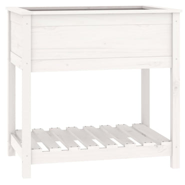 vidaXL Jardinière avec étagère Blanc 82,5x54x81 cm Bois de pin massif