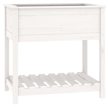 vidaXL Jardinière avec étagère Blanc 82,5x54x81 cm Bois de pin massif