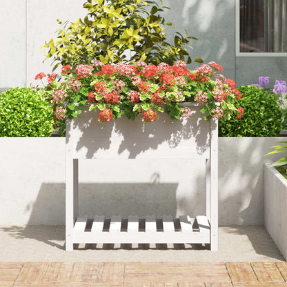 vidaXL Jardinière avec étagère Blanc 82,5x54x81 cm Bois de pin massif