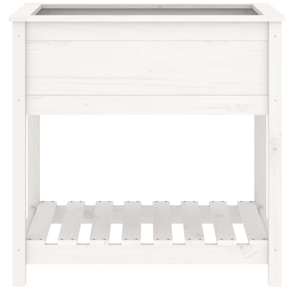 vidaXL Jardinière avec étagère Blanc 82,5x54x81 cm Bois de pin massif