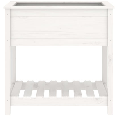 vidaXL Jardinière avec étagère Blanc 82,5x54x81 cm Bois de pin massif