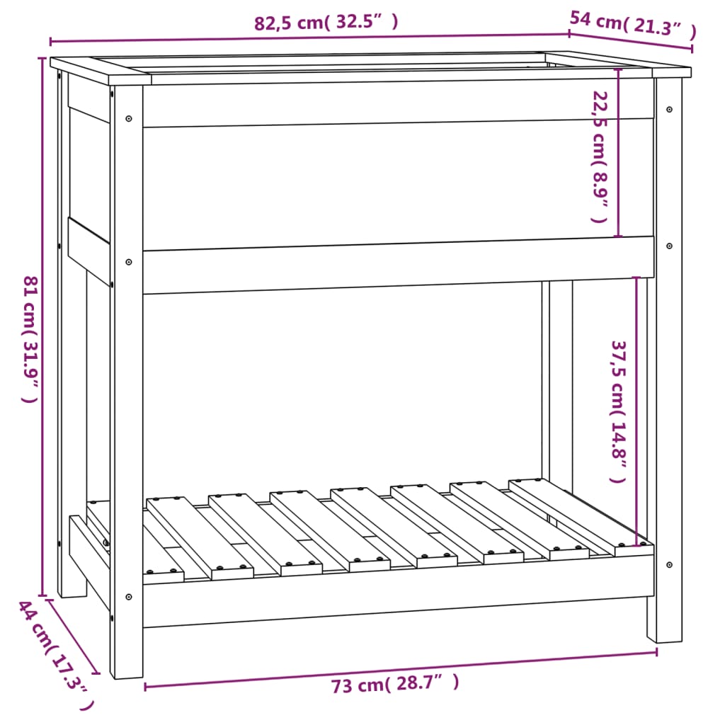 vidaXL Jardinière avec étagère Blanc 82,5x54x81 cm Bois de pin massif