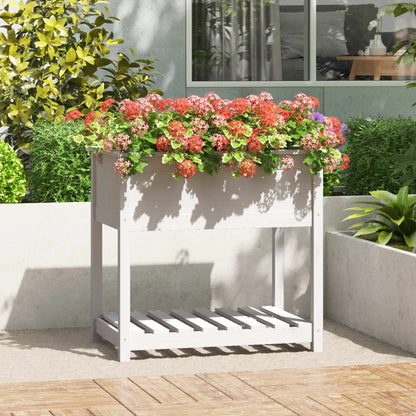 vidaXL Jardinière avec étagère Blanc 82,5x54x81 cm Bois de pin massif