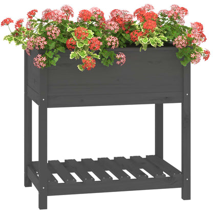 vidaXL Jardinière avec étagère Gris 82,5x54x81 cm Bois de pin massif