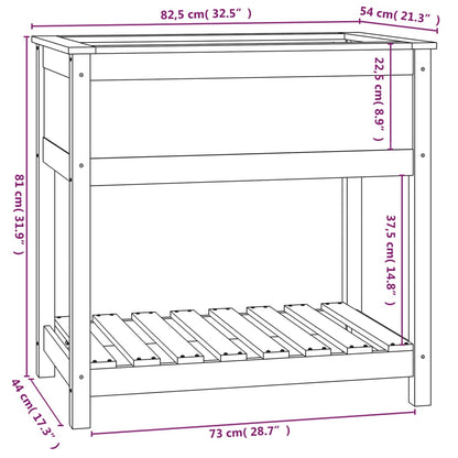 vidaXL Jardinière avec étagère Gris 82,5x54x81 cm Bois de pin massif