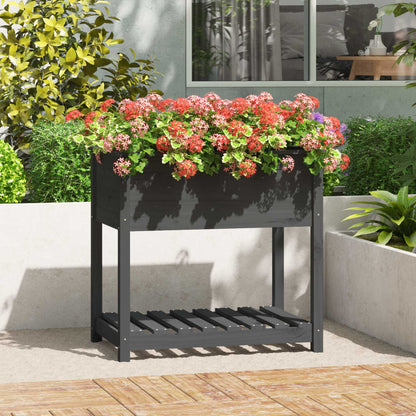 vidaXL Jardinière avec étagère Gris 82,5x54x81 cm Bois de pin massif