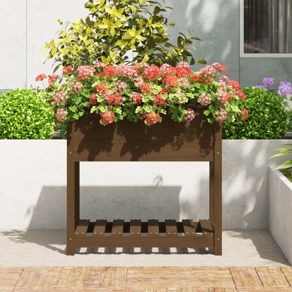vidaXL Jardinière avec étagère Marron miel 82,5x54x81 cm Bois de pin