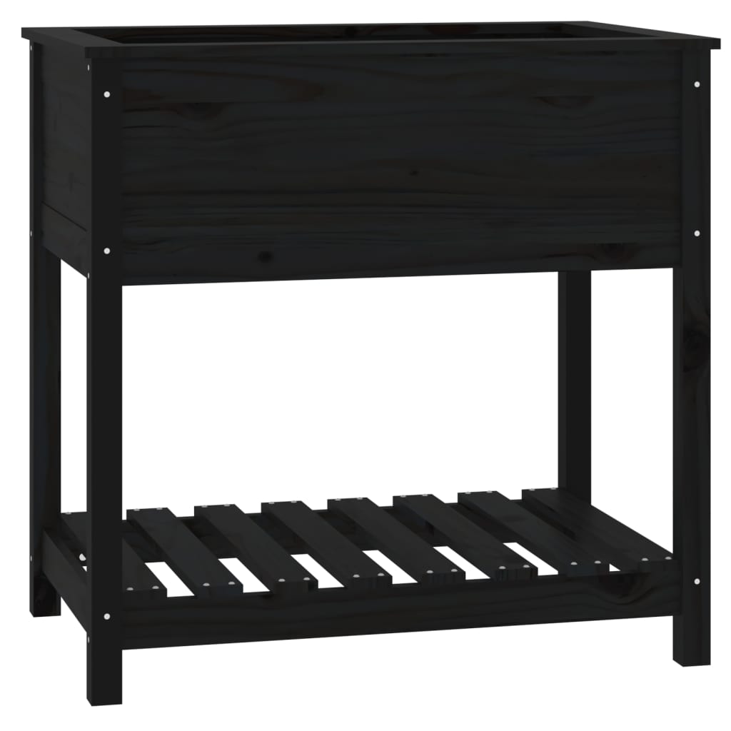 vidaXL Jardinière avec étagère Noir 82,5x54x81 cm Bois de pin massif