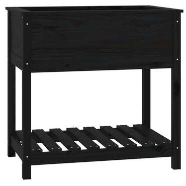 vidaXL Jardinière avec étagère Noir 82,5x54x81 cm Bois de pin massif