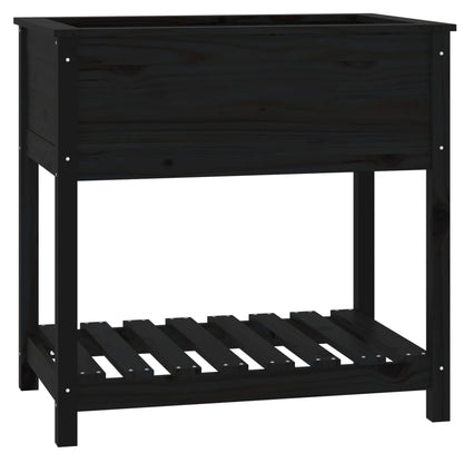 vidaXL Jardinière avec étagère Noir 82,5x54x81 cm Bois de pin massif