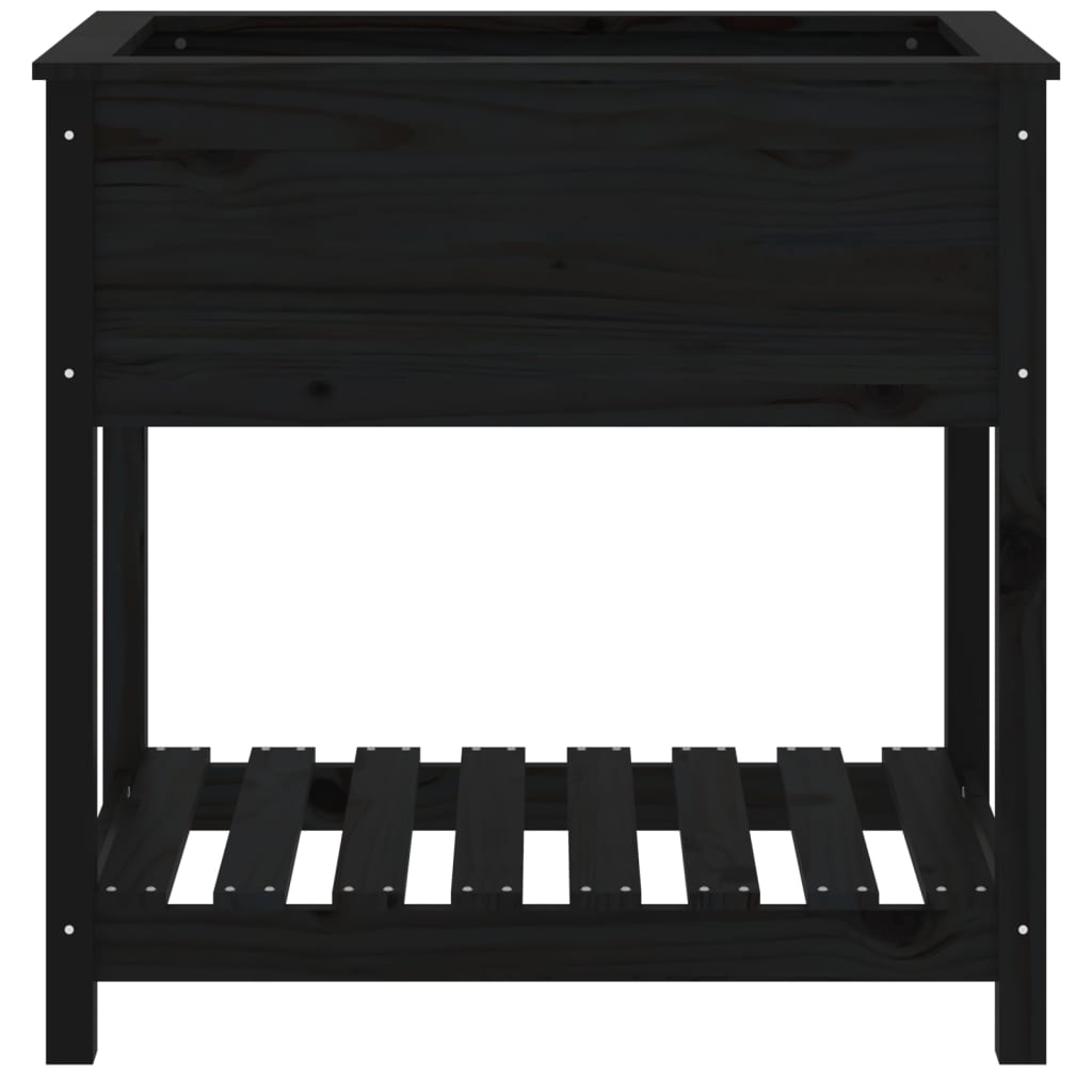 vidaXL Jardinière avec étagère Noir 82,5x54x81 cm Bois de pin massif