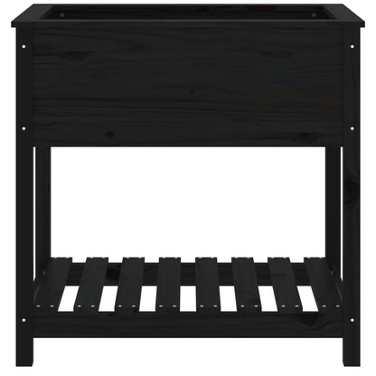 vidaXL Jardinière avec étagère Noir 82,5x54x81 cm Bois de pin massif