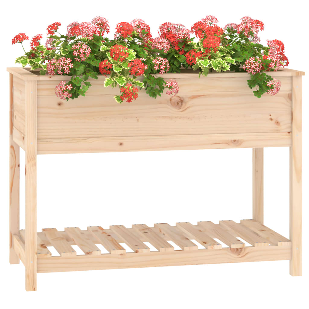 vidaXL Jardinière avec étagère 111,5x54x81 cm Bois de pin massif
