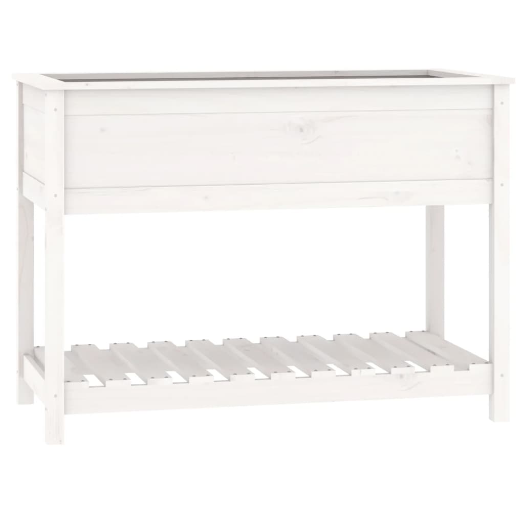 vidaXL Jardinière avec étagère Blanc 111,5x54x81 cm Bois de pin massif