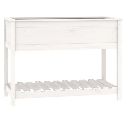 vidaXL Jardinière avec étagère Blanc 111,5x54x81 cm Bois de pin massif