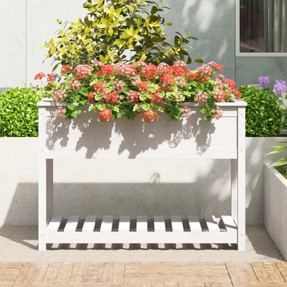 vidaXL Jardinière avec étagère Blanc 111,5x54x81 cm Bois de pin massif