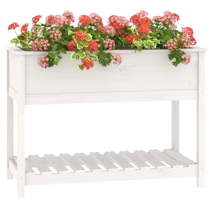 vidaXL Jardinière avec étagère Blanc 111,5x54x81 cm Bois de pin massif