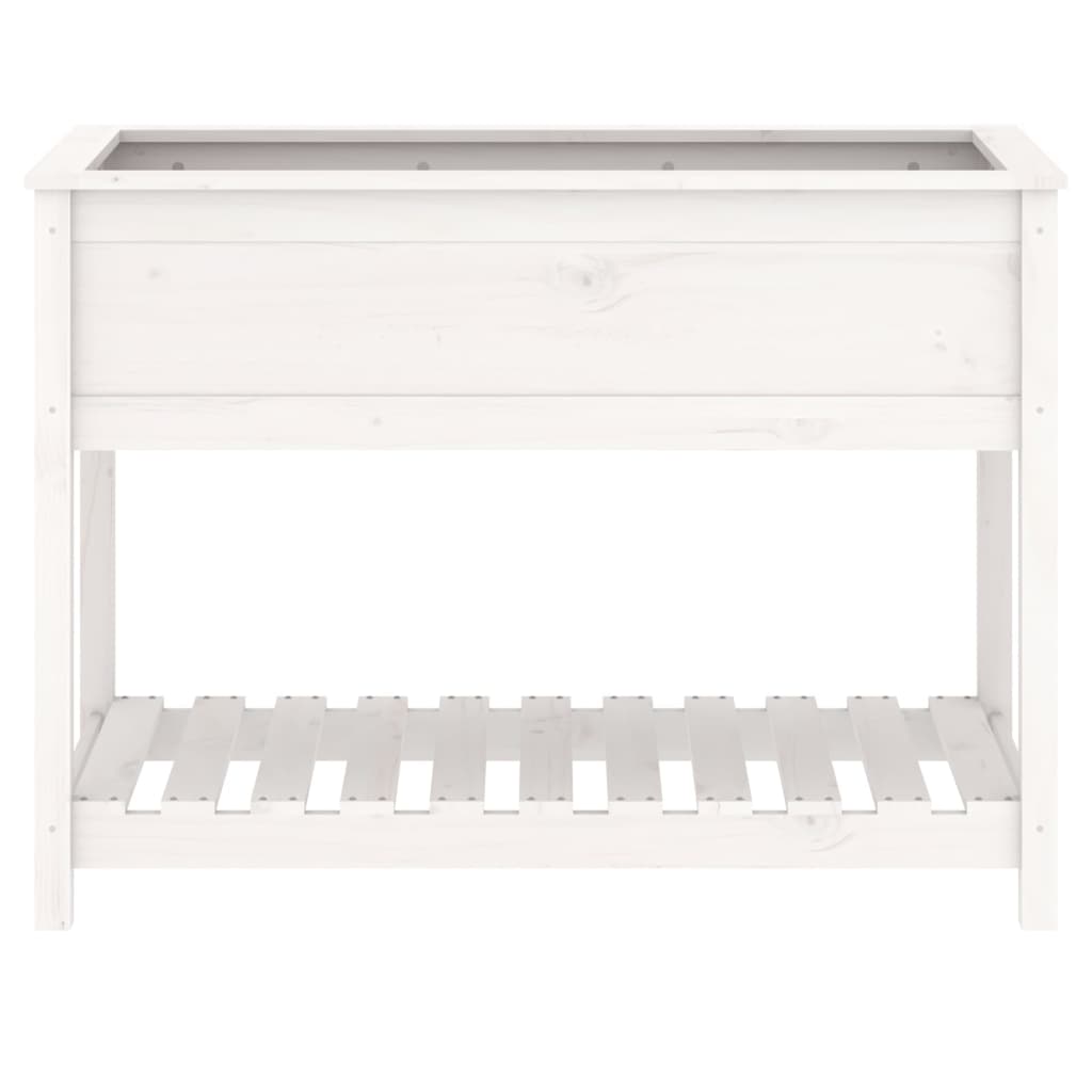 vidaXL Jardinière avec étagère Blanc 111,5x54x81 cm Bois de pin massif