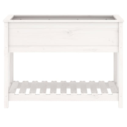 vidaXL Jardinière avec étagère Blanc 111,5x54x81 cm Bois de pin massif