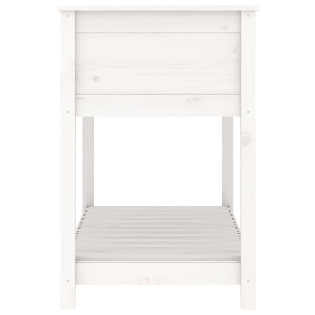 vidaXL Jardinière avec étagère Blanc 111,5x54x81 cm Bois de pin massif