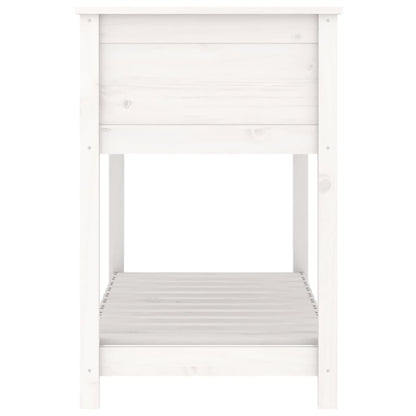 vidaXL Jardinière avec étagère Blanc 111,5x54x81 cm Bois de pin massif