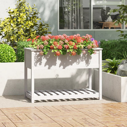 vidaXL Jardinière avec étagère Blanc 111,5x54x81 cm Bois de pin massif